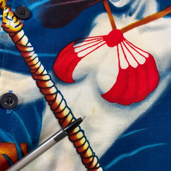 Vintage 90s Y2K Mermaid Anime All Over Print Shirt Mens Large Button Down Up R2 - Picture 5 of 11